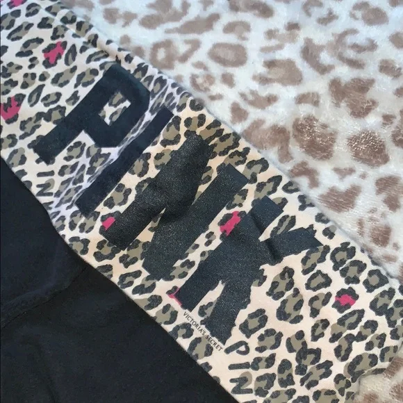 Victoria's Secret Black Leggings with Animal Print Waist - Picture 3 of 5